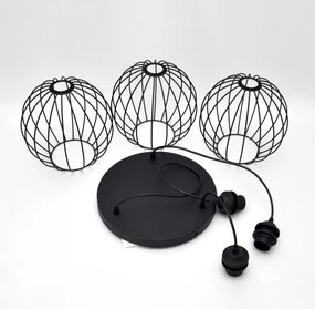 LED Csillár zsinóron MERCURE 3xE27/15W/230V ø 50 cm fekete