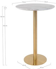 Kerek bárasztal márvány dekoros asztallappal ø 70 cm Bolzano – House Nordic