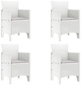 5 Részes Kerti Étkező Szett Párnákkal Fehér Poly Rattan
