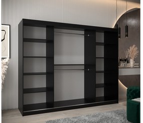 Ruhásszekrény 250 cm Toki 2 (matt fekete + artisan tölgy). 1065033