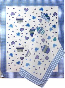 Pamut konyhai törlőkendő 50x64 Görögország muffin kék