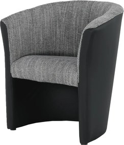 Klub fotel, fekete textilbőr/ szürke szövet, CUBA