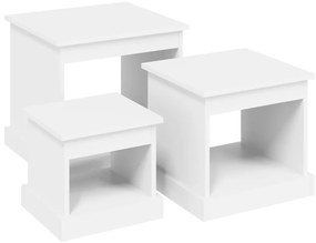3 db fehér szerelt fa dohányzóasztal