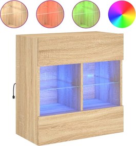 vidaXL sonoma tölgy színű fali TV-szekrény LED-del 58,5x30x60,5 cm