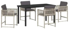 vidaXL Kert étkező szett 5 pcs Világosszürke polirattan