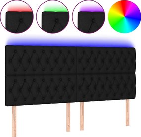 vidaXL fekete szövet LED-es fejtámla 200x7x118/128 cm