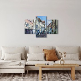 Kép - régi város sikátora, akril festmény (90x60 cm)