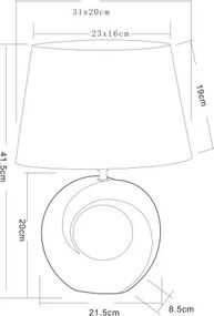 Globo 21641T Asztali lámpa kerámia,,textil szürke, LxBxH:300x200x415 . 1xE27 40W 230V