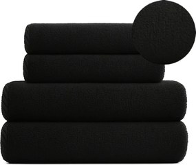 Fekete Pamut Törölköző Szett 4DB-OS Fekete Koney