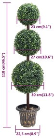 zöld gömbalakú cserepes műpuszpáng 118 cm