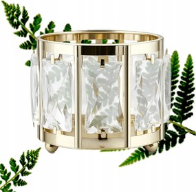 Gyertyatartó Dekoratív Arany Henger Kristályokkal F0027-G 10 x 8 cm