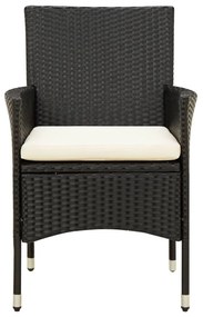 5 részes fekete polyrattan kültéri étkezőszett párnákkal