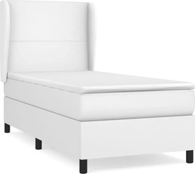 vidaXL fehér műbőr rugós ágy matraccal 80 x 200 cm
