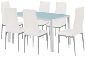 Mabel 6+1 étkező garnitúra fehér-szürke