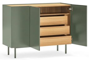 Zöld alacsony komód tölgyfa dekorral 110x85 cm Arista – Teulat