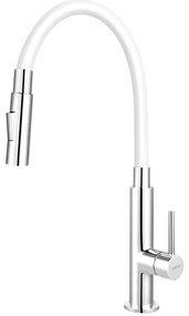 FERRO - Mosogató csap rugalmas karral fényezett króm/fehér