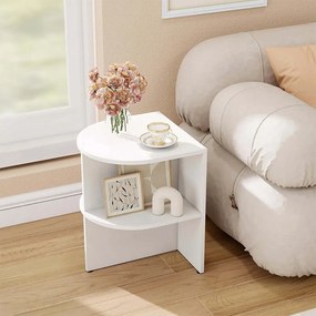 Félkör alakú kisasztal nyitott polcokkal