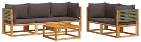 vidaXL 6 darabos akácfa és rattan kerti kanapégarnitúra párnákkal