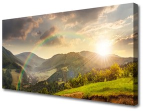 Vászonfotó Meadow Mountain Sunset 140x70 cm