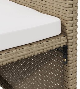 2 db bézs polyrattan kerti szék lábtartókkal