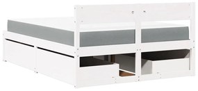 fehér tömör fenyőfa ágy fiókokkal és matraccal 120 x 200 cm