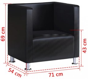 fekete műbőr kocka alakú fotel