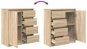 sonoma tölgy szerelt fa tálalószekrény fiókos 71x35x84 cm