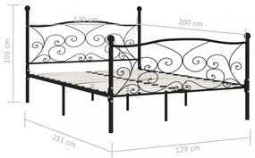 fekete fém ágykeret lécezett ágyráccsal 120 x 200 cm