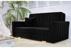 BELA GLAM 3 kinyitható kanapé tárolóhelyekkel - fekete