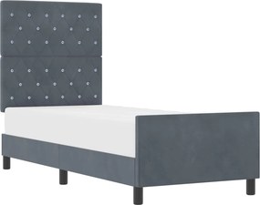 vidaXL Boxrugós ágy fejtámlával Sötétszürke 80 x 200 cm Bársony