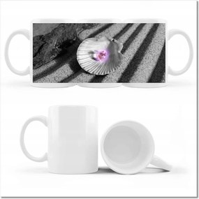 Kagyló és homok gyöngy mintás bögre