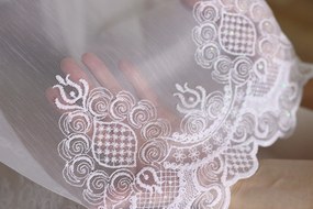 Függöny méterben, Bambusz hímzéssel, Andromeda Fehér, magasság: 300 cm