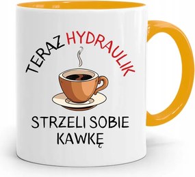 Sárga Bögre Vízvezeték Szerelőnek, fényképes nyomott mintás