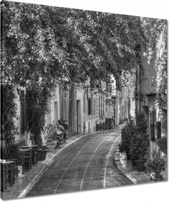 Vászonkép 70x70 Görögország Plaka negyed Út a virágok között