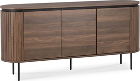 BECK ovális/ívelt háromajtós komód, 160 cm, dió