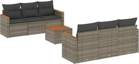 vidaXL 7 részes szürke polyrattan kerti ülőgarnitúra párnákkal