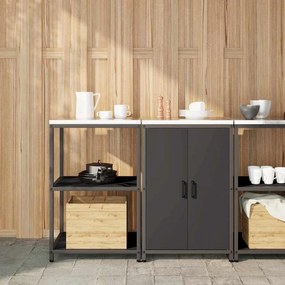 Konyhai Tároló Készlet polcokkal 2 pcs Fekete 120 x 50 x 92 cm