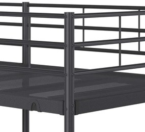 fekete acél emeletes ágy matrac nélkül 90 x 190 cm
