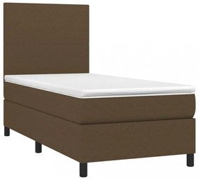 barna szövet rugós és LED-es ágy matraccal 80 x 200 cm