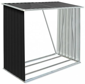 antracit horganyzott acél kerti tűzifatároló 163 x 83 x 154 cm