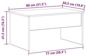 Fekete tölgy Kávézóasztal - 80 x 50.5 x 41.5 cm