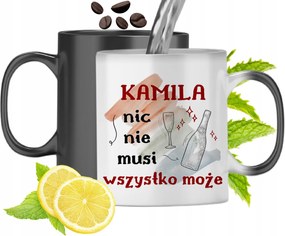 Mágikus Bögre Kamilla Fekete Színváltós, fényképes nyomattal