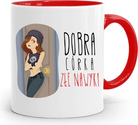 Piros Bögre Ajándék Lányának Jó Lány Nyomtatott Fotóval