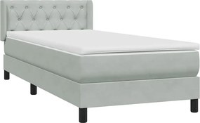 vidaXL világosszürke bársony rugós ágy matraccal 80x220 cm