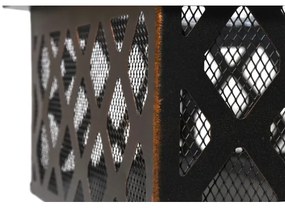 Hordozható fa tűzrakóhely rostéllyal fekete/patina