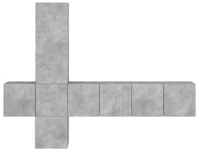 vidaXL 5 darab betonszürke szerelt fa fali TV-bútor