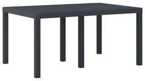 vidaXL Kerti Asztal Antracit 150 x 100 x 73 cm polirattan