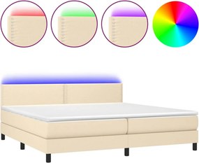 vidaXL krémszínű szövet rugós és LED-es ágy matraccal 200 x 200 cm