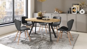 Mazzoni ALDO Artisan tölgy/fekete lábak - LOFT/IPARI STÍLUSÚ BŐVÍTHETŐ KEREK ASZTAL NAPPALIBA/ÉTKEZŐBE "Y" ALAKÚ LÁBAKKAL