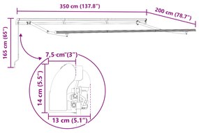 Visszahúzható Kézi Művelet 3.5x2 cm Fém Napernyő Váz